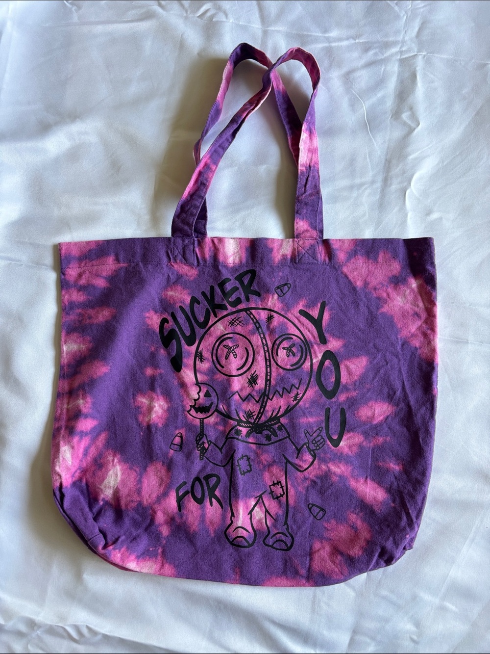 “Sucker For You” Purple Pink Tie-Dye Tote Bag